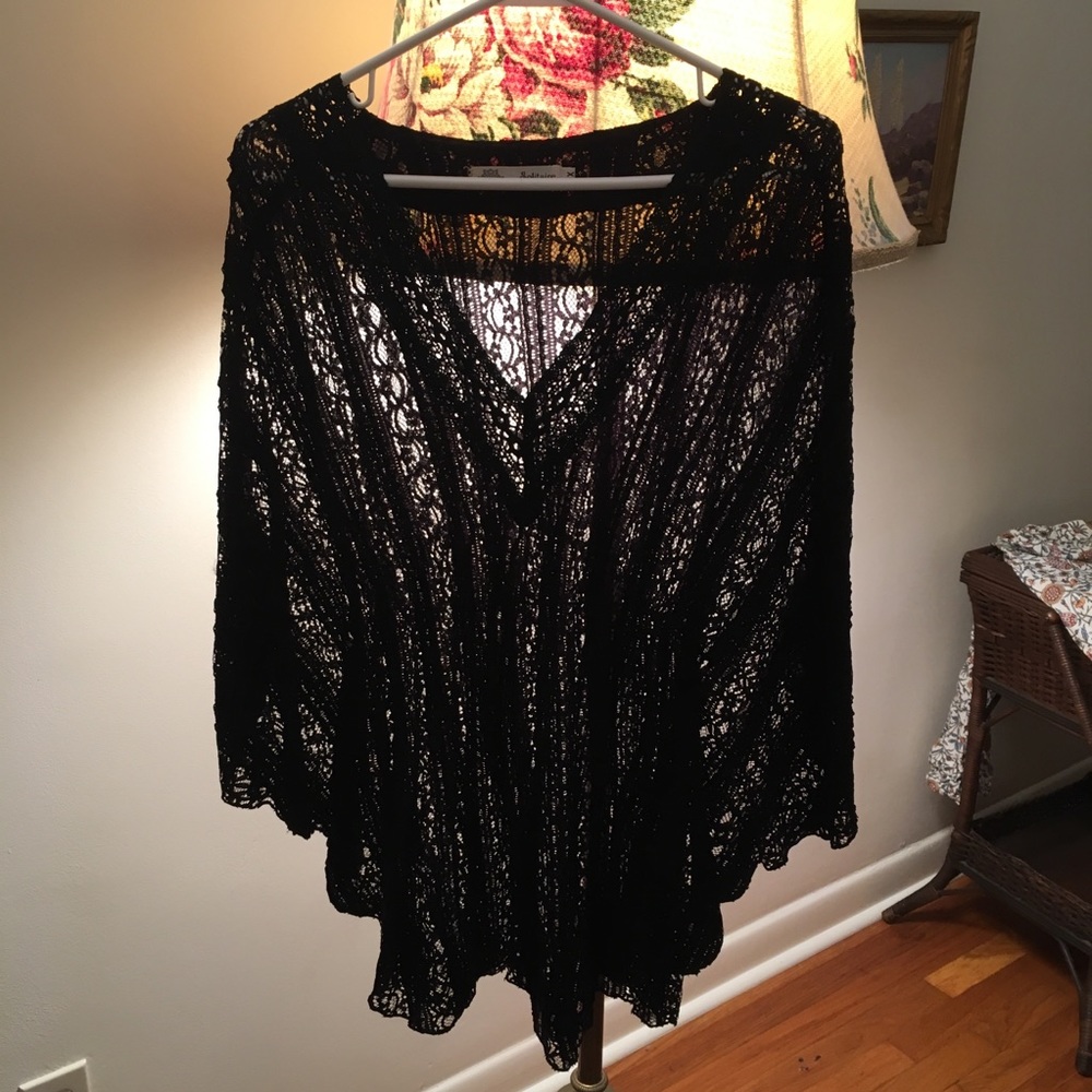 Black lace bat wing summer tunic